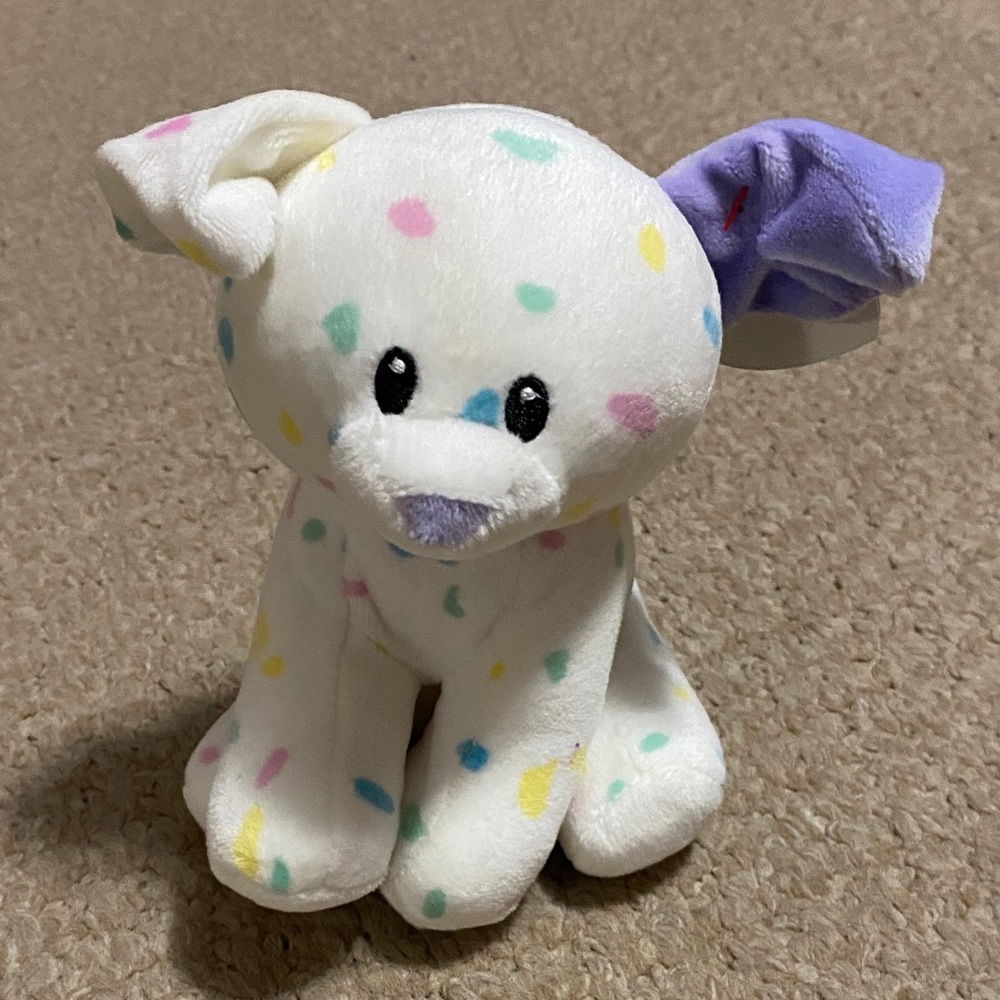 Ty baby sprinkles Plush Dog with Colorful sprinkles spots NEW WITH TAGS